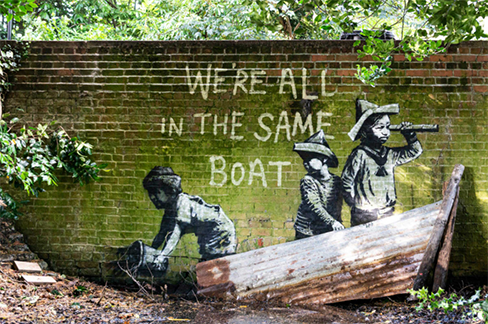 All in the same boat. Banksy