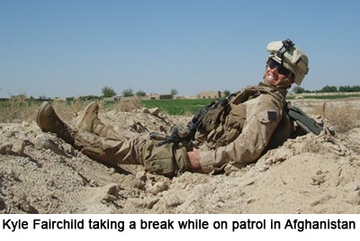 Kyle Fairchild taking a break while on patrol in Afghanistan